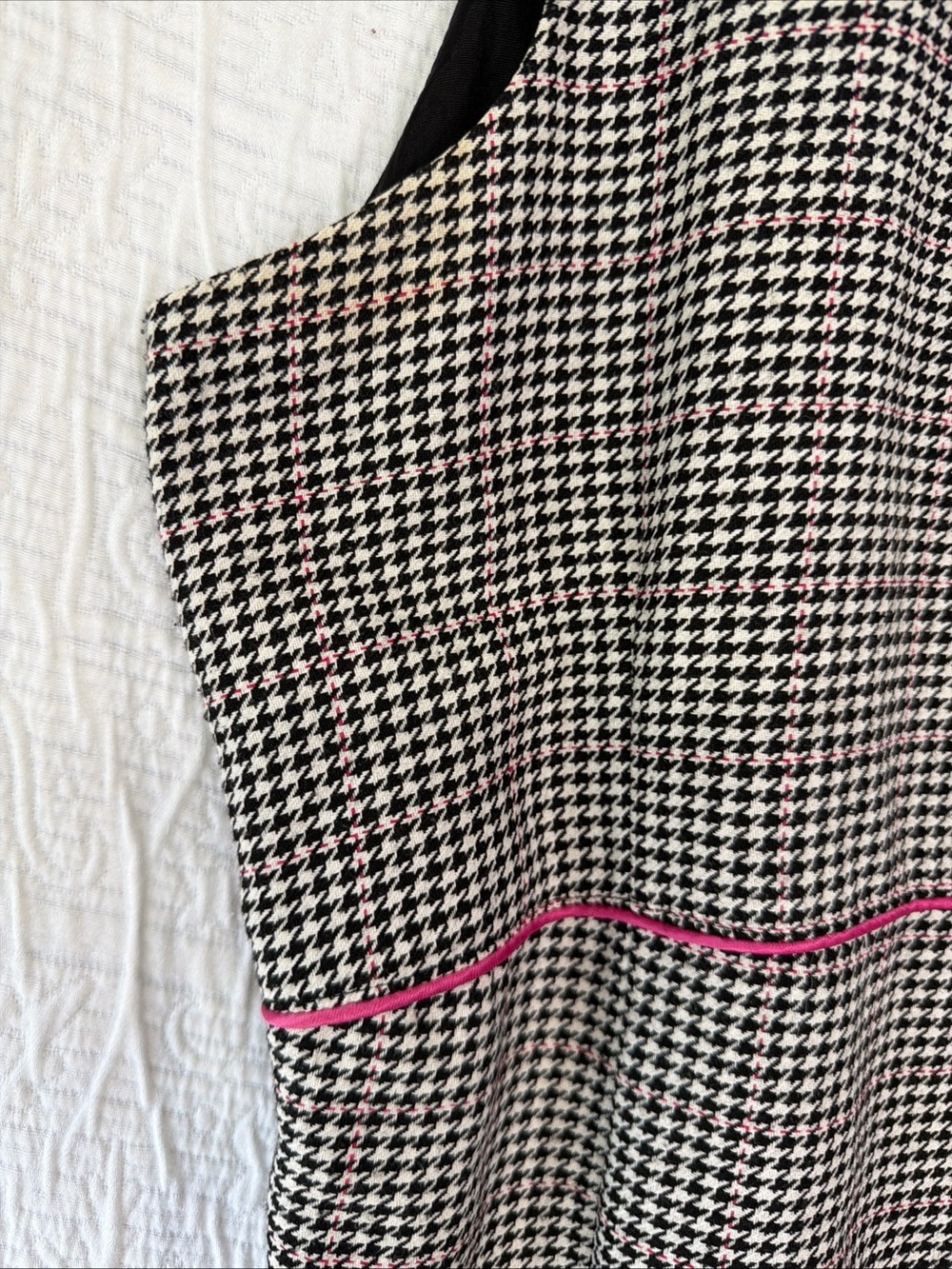 Vintage Casual Corner Houndstooth Dress Size 12 Black White Midi Sheath Lined - Picture 4 of 16